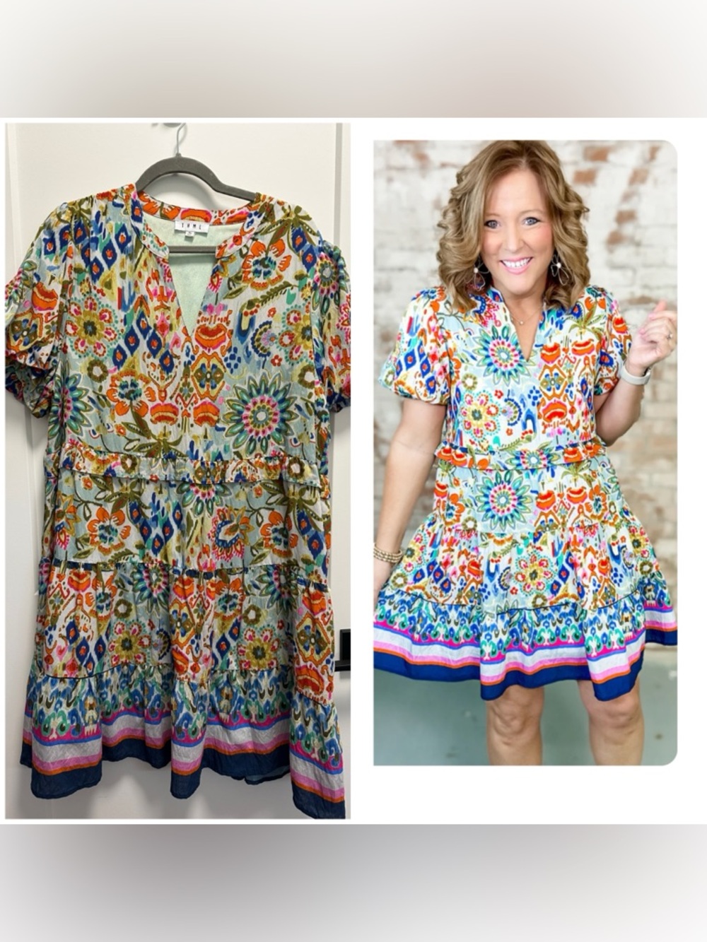 THML Colorful Floral Tiered Mini Dress - Multicolor